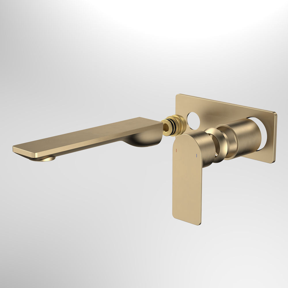 Caroma Urbane II 180mm Wall Basin / Bath Trim Kit Rectangular Cover Plate Brushed Brass Lead Free