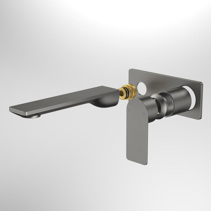 Caroma Urbane II Wall Basin / Bath Trim Kit Rectangular Cover Plate Gun Metal 180mm Lead Free