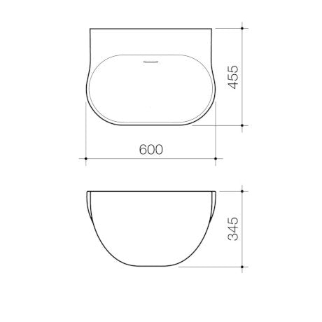 Caroma Clinic 600 Wall Basin - No Tap Hole