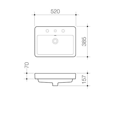 Caroma Basa Inset Basin - 1 Tap Hole