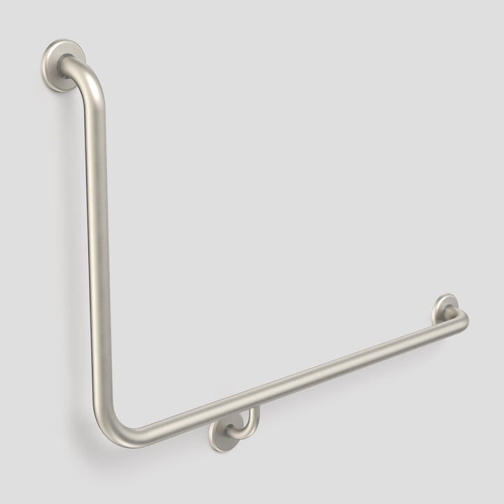 Caroma Care Support Grab Rail 90 Degree 960X600 Right Hand Brushed Nickel