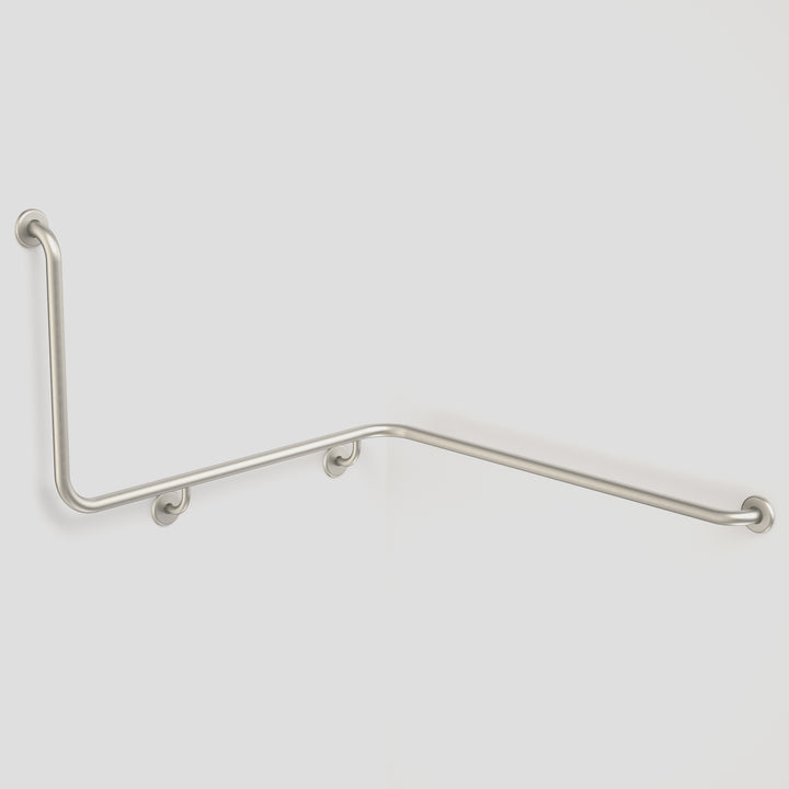 Caroma Care Support Grab Rail 90 Degree Angled 1110X1030X600 Right Hand Brushed Nickel