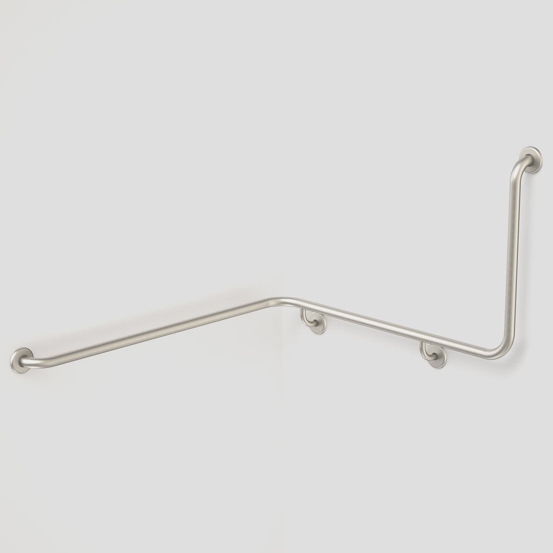 Caroma Care Support Grab Rail 90 Degree Angled 1110X1030X600 Left Hand Brushed Nickel