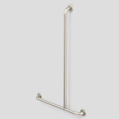 Caroma Care Support Grab Rail 1100X700 Right Hand T-Bar Brushed Nickel