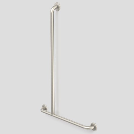 Caroma Care Support Grab Rail 1100X700 Left Hand T-bar Brushed Nickel