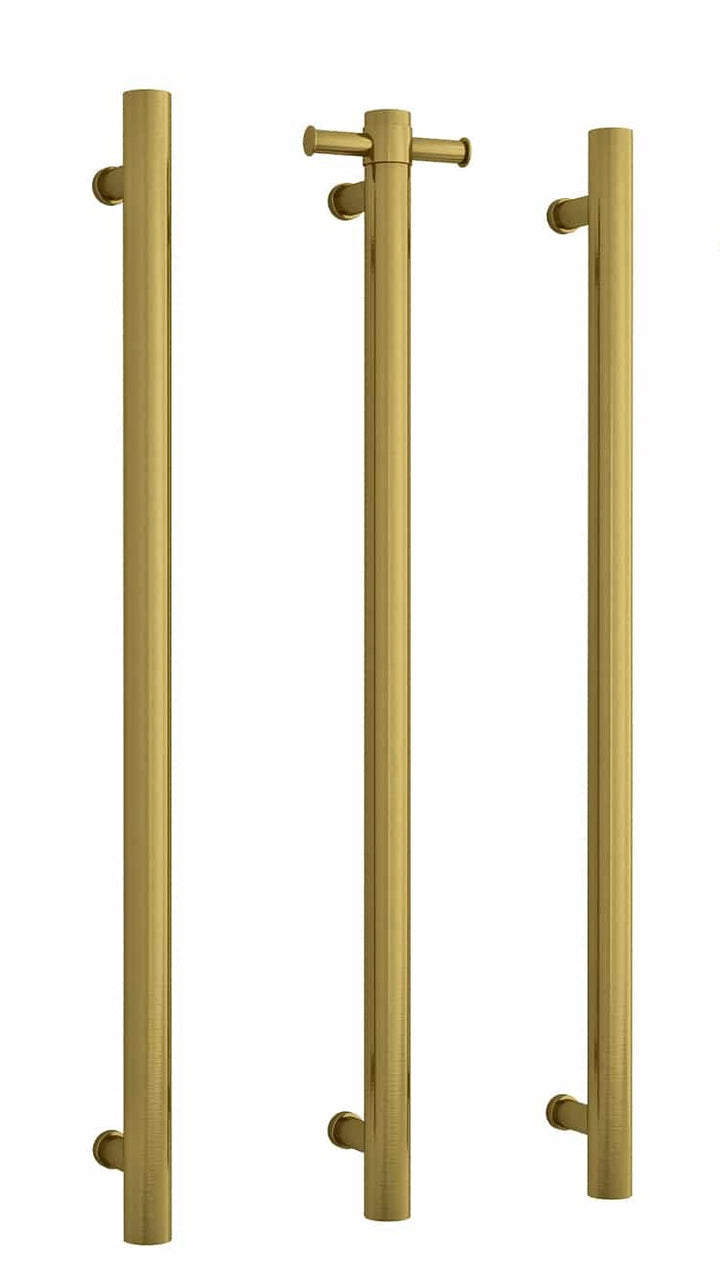 Thermorail Straight/Round 12Volt Brushed Gold Vertical Bar 900x142x100mm 30Watts With Optional Hook