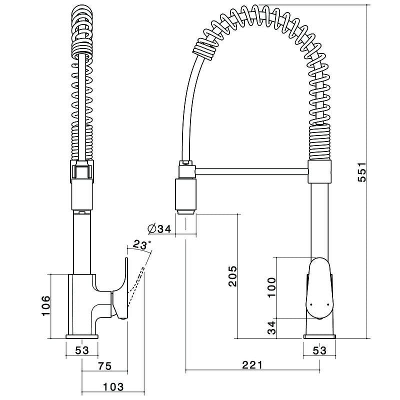 Dorf Viridian Pull Down Sink Mixer Chrome
