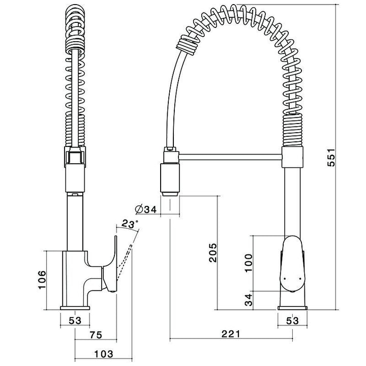 Dorf Viridian Pull Down Sink Mixer Chrome