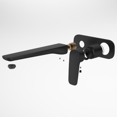 Caroma Contura II Wall Basin/Bath Mixer 220mm Trim Kit Matte Black