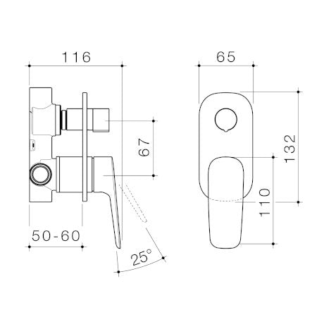 Caroma Contura II Bath/Shower Mixer with Diverter Chrome