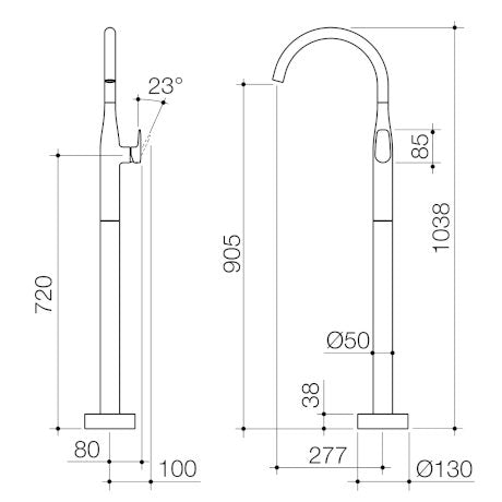 Caroma Contura II Freestanding Bath Filler Trim Kit Brushed Nickel