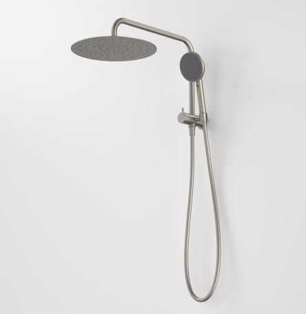 Caroma Urbane II Compact Twin Shower - Brushed Nickel