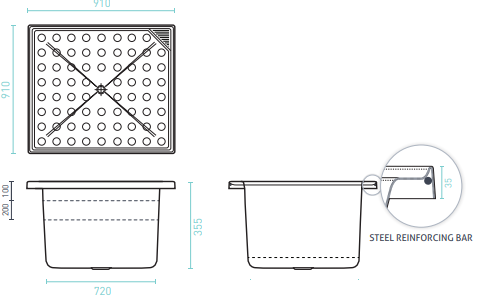 Decina Bella 910 Inset Shower Bath - White