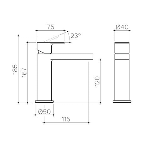 Clark Round Square Basin Mixer Matte Black Lead Free