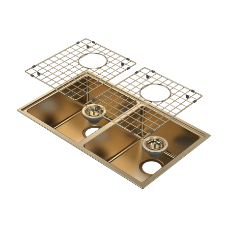 Caroma Urbane II Double Bowl Sink - Brushed Brass