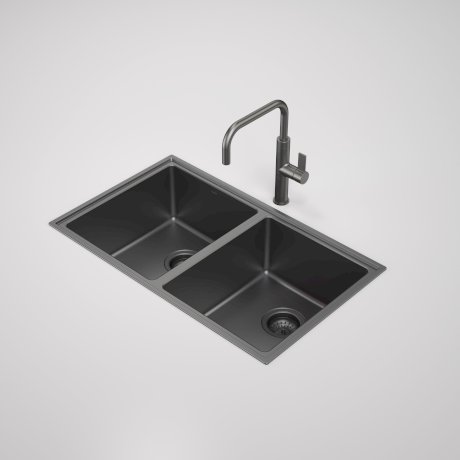 Caroma Urbane II Double Bowl Sink - Gun Metal