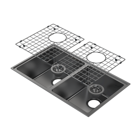 Caroma Urbane II Double Bowl Sink - Gun Metal