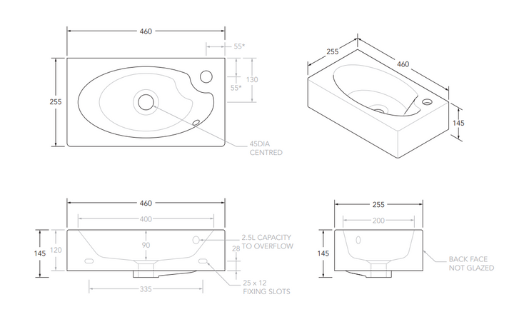 ADP Humphrey Wall Basin Basins Gloss White