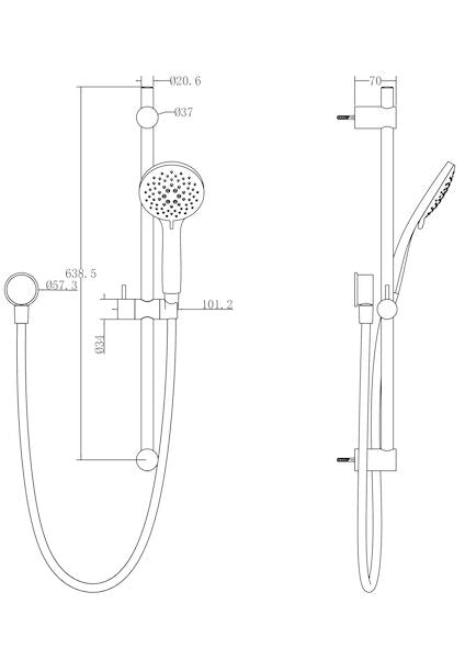 Methven Wairere Shower Rail 5 Function Matte Black