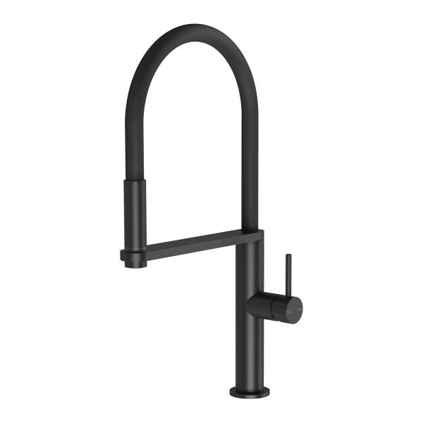 Phoenix Blix Flexible Hose Sink Mixer Round Matte Black Lead Free