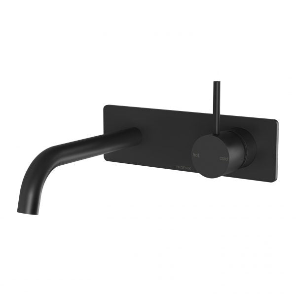 Phoenix Vivid Slimline Up Basin / Bath Wall Mixer Set Matte Black