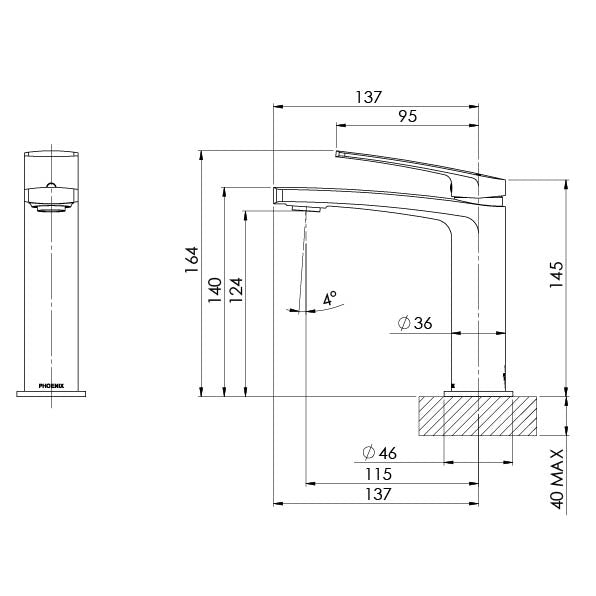 Phoenix Mekko Basin Mixer Brushed Nickel