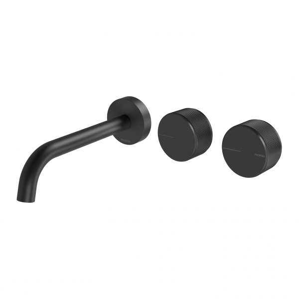 Phoenix Axia Wall Basin / Bath Curved Outlet Hostess Set 180mm Matte Black