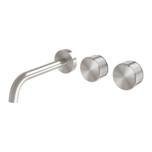 Phoenix Axia Wall Basin / Bath Curved Outlet Hostess Set 180mm Brushed Nickel
