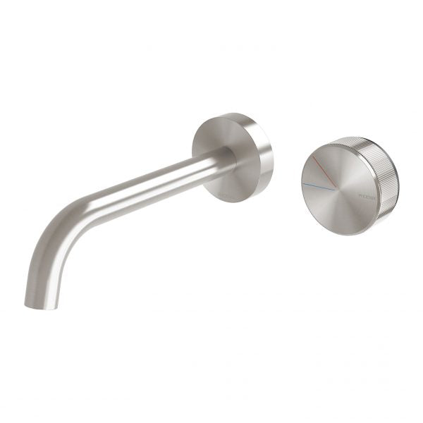Phoenix Axia Wall Basin / Bath Curved Outlet Mixer Set 180mm Brushed Nickel Lead Free