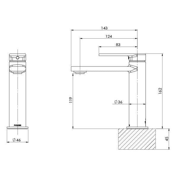 Phoenix Teel Basin Mixer Brushed Nickel