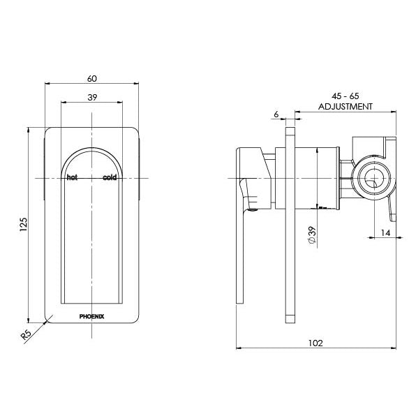 Phoenix Teel Shower / Wall Mixer Chrome