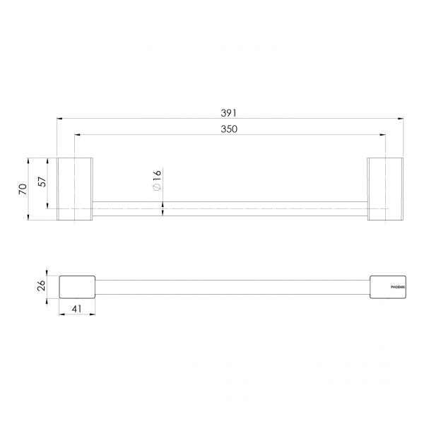 Phoenix Lexi MKII Hand Towel Holder Matte Black