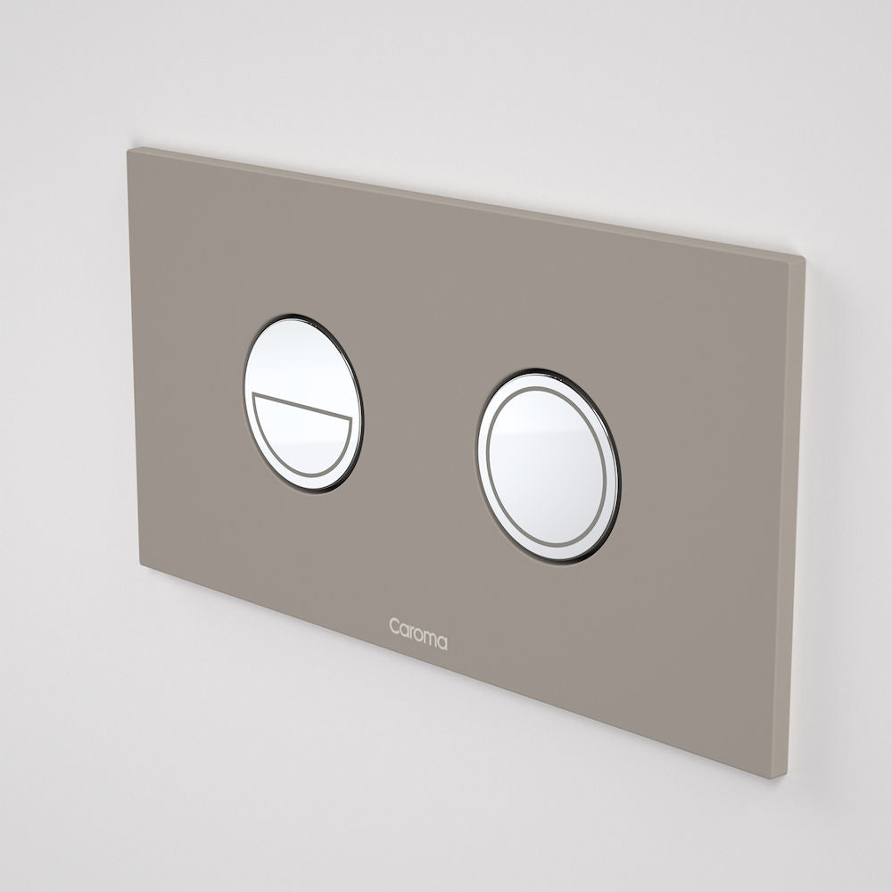 Caroma Invisi Series II® Round Dual Flush Plate & Buttons (Metal) Mid Grey