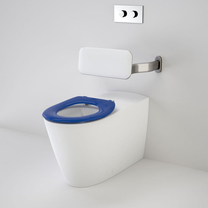Caroma Care 800 Cleanflush® Invisi Series II® Wall Faced Suite with Backrest and Caravelle Care Single Flap Seat - Sorrento Blue (with GermGard®)
