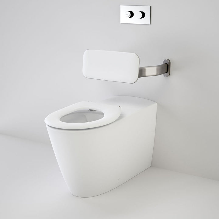 Caroma Care 800 Cleanflush® Invisi Series II® Wall Faced Suite with Backrest and Caravelle Care Single Flap Seat - White (with GermGard®)