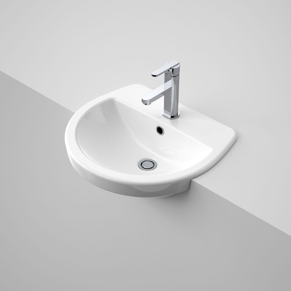 Caroma Cosmo Semi Recessed Basin 1 Tap Hole