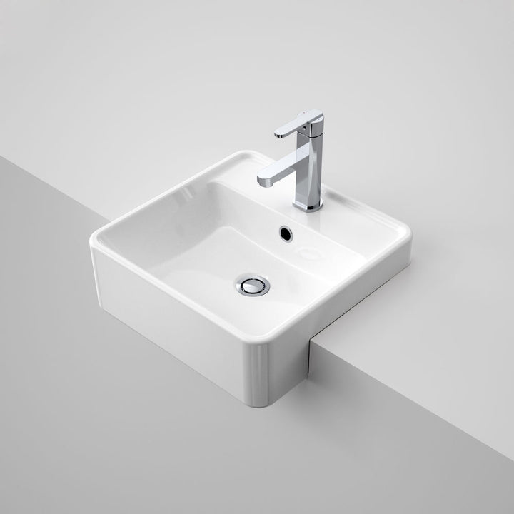 Caroma Carboni II Semi Recessed Basin 1 Tap Hole White
