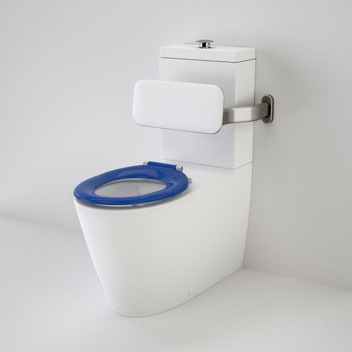 Caroma Care 800 Cleanflush® Wall Faced Suite with Backrest and Pedigree II Care Single Flap Seat - Sorrento Blue - (with GermGard®)