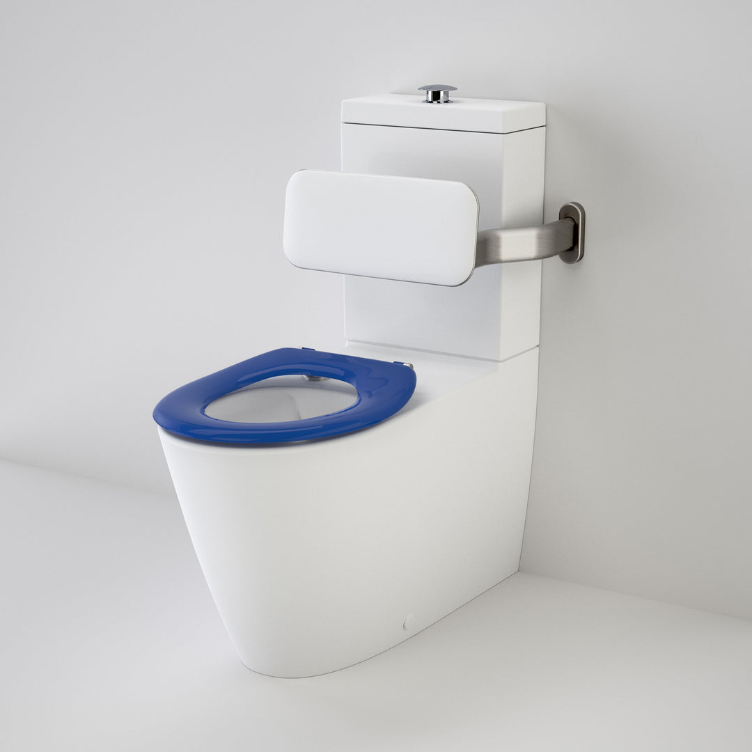Caroma Care 800 Cleanflush® Wall Faced Suite with Backrest and Caravelle Care Single Flap Seat - Sorrento Blue (with GermGard®)