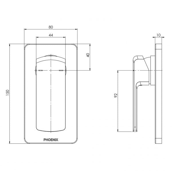 Phoenix Teva Shower / Wall Mixer Trim Kit Only Matte Black
