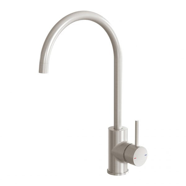 Phoenix Pina Sink Mixer 200mm Gooseneck Brushed Nickel Lead Free