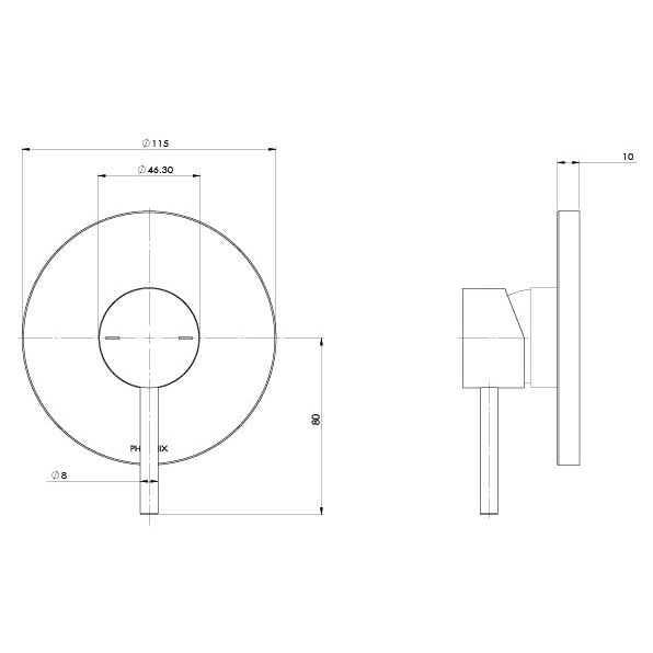 Phoenix Pina Shower / Wall Mixer Trim Kit Only Brushed Nickel