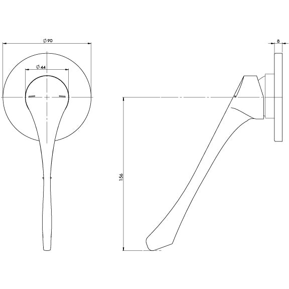 Phoenix Ivy MKII Extended Handle Shower / Wall Mixer Trim Kit Chrome