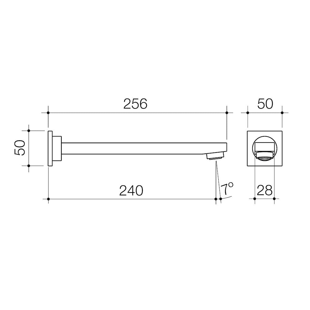 Caroma Quatro Wall Bath Outlet 240mm