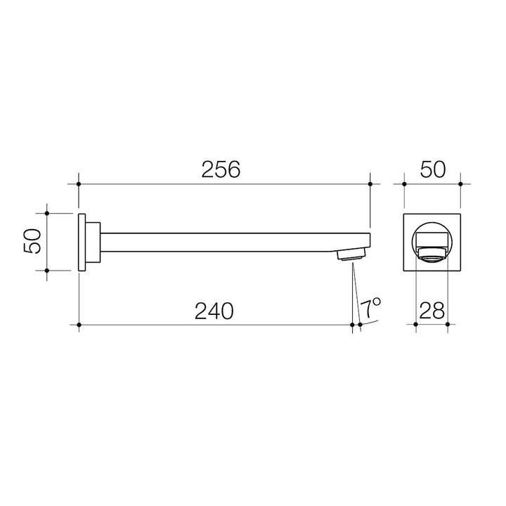 Caroma Quatro Wall Bath Outlet 240mm