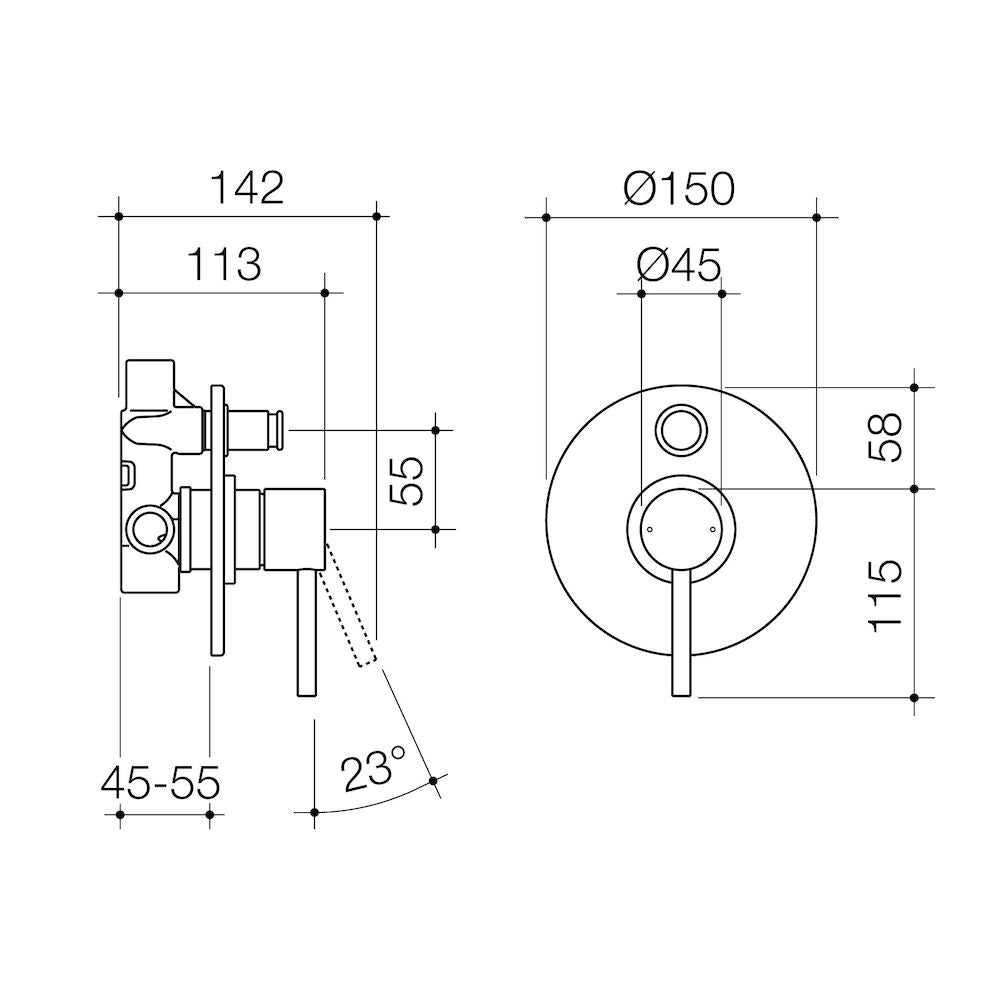 Caroma Titan Stainless Steel Bath/Shower Mixer with Diverter