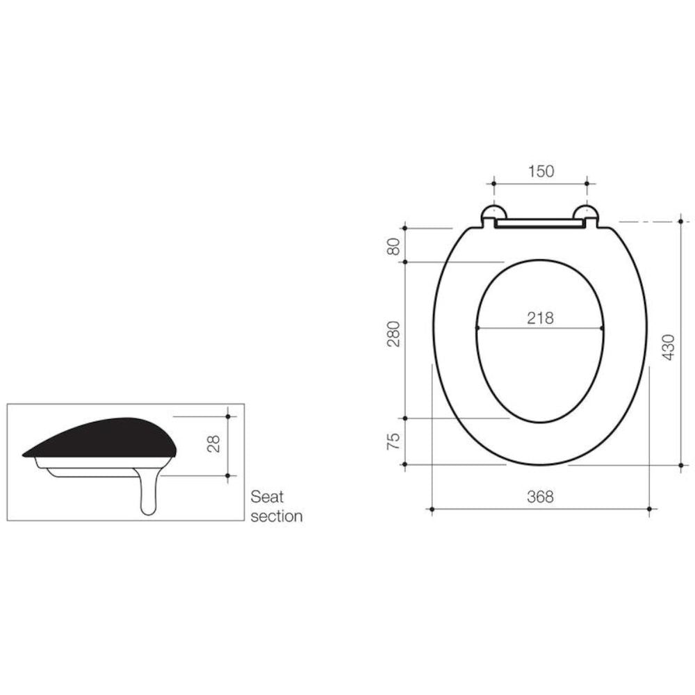 Caroma Caravelle Care Single Flap Toilet Seat Anthracite Grey with GermGard®