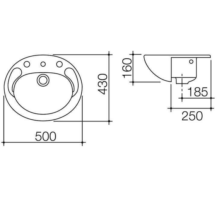 Caroma Concorde 500 Semi Recessed Basin - 1TH