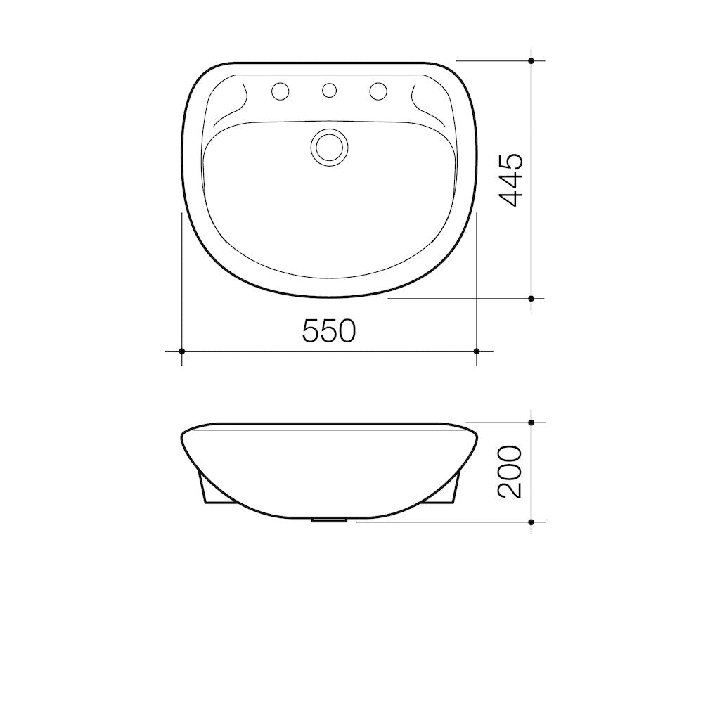 Caroma Caravelle 550 Semi Recessed Basin - 3TH