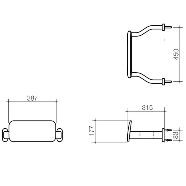 Caroma Caroma Backrest Curved Arm - Stainless Steel/White (with GermGard®)